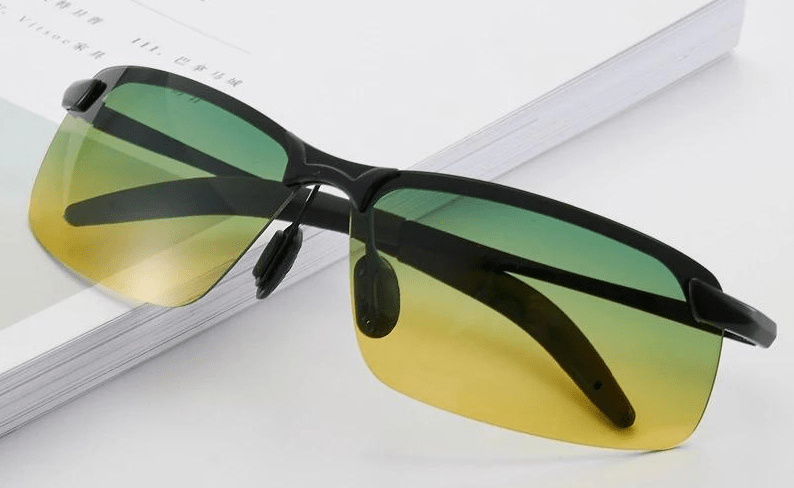 GKA Sonnenbrille Brille mit Metall Halbrahmen und Farbverlauf gelb/grün für Damen und Herren