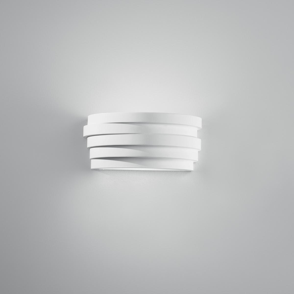 LUCE ambiente Design Lackierbare Gips-Wandleuchte mit satiniertem Glasdiffusor Flow