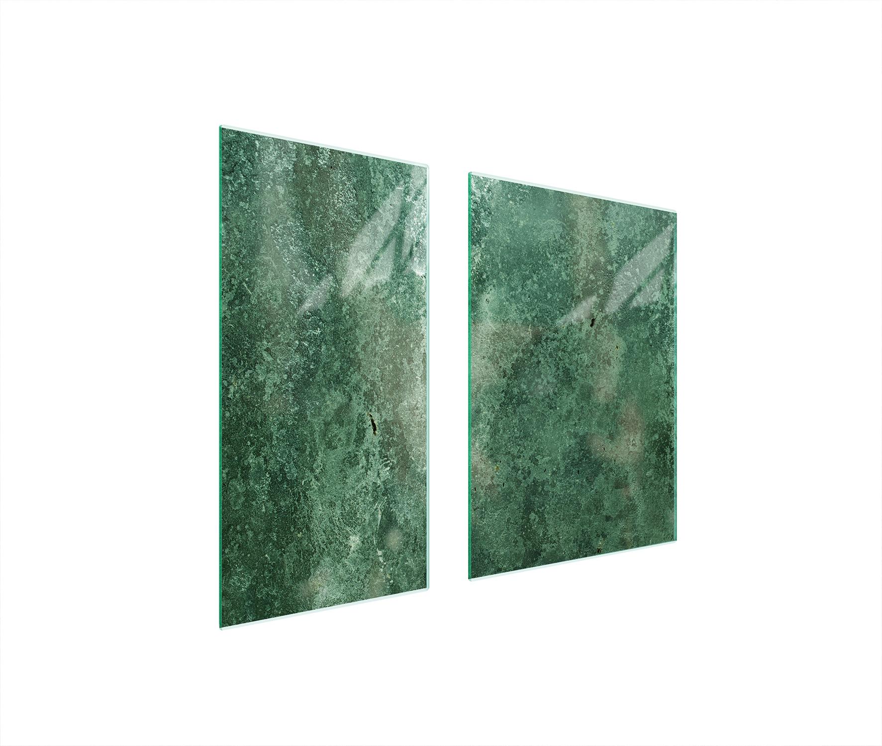 TMK ArtDeko Herdabdeckplatten 2 teilig 75x52 Glaskeramikkochfeld Abdeckung Glas Schneidebrett Schiefer Türkis