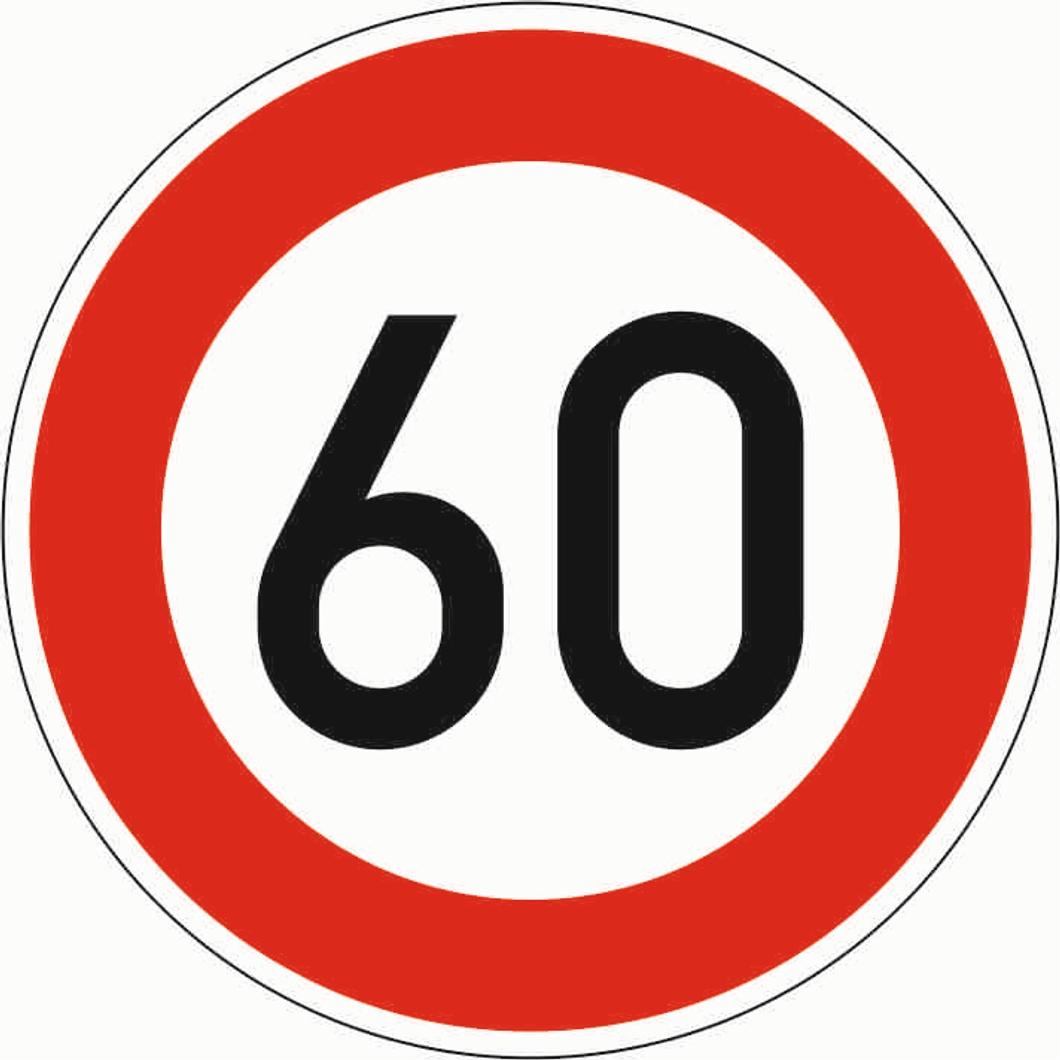 Sonstige Verkehrszeichen 274-60 Ronde 600 mm, 60 km/h, RAL-Gütezeichen Folie RA1 274.60-600-I-2