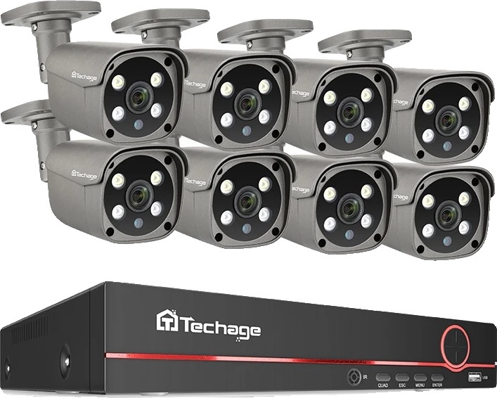 8CH POE CCTV bezpečnostný kamerový systém, 5MP HD rozlíšenie, AI rozpoznávanie tváre, 8CH 8 Bullet Camera, 3T (Outdoor Sports)