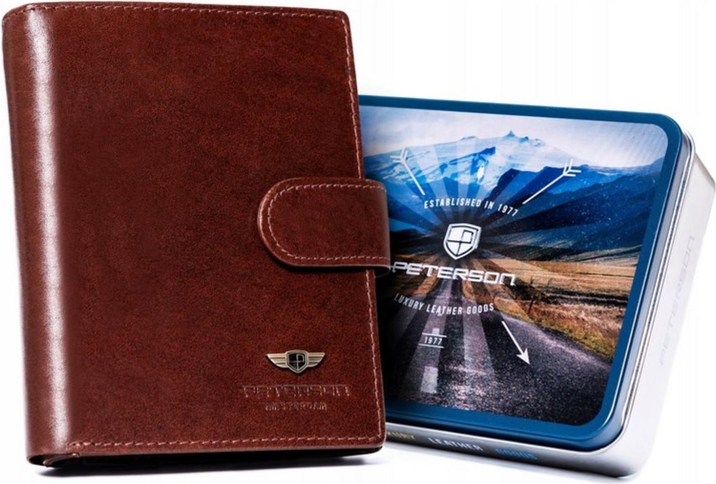 Herren-Geldbörse aus Leder mit Druckknopfverschluss - Peterson PTN22309LVT