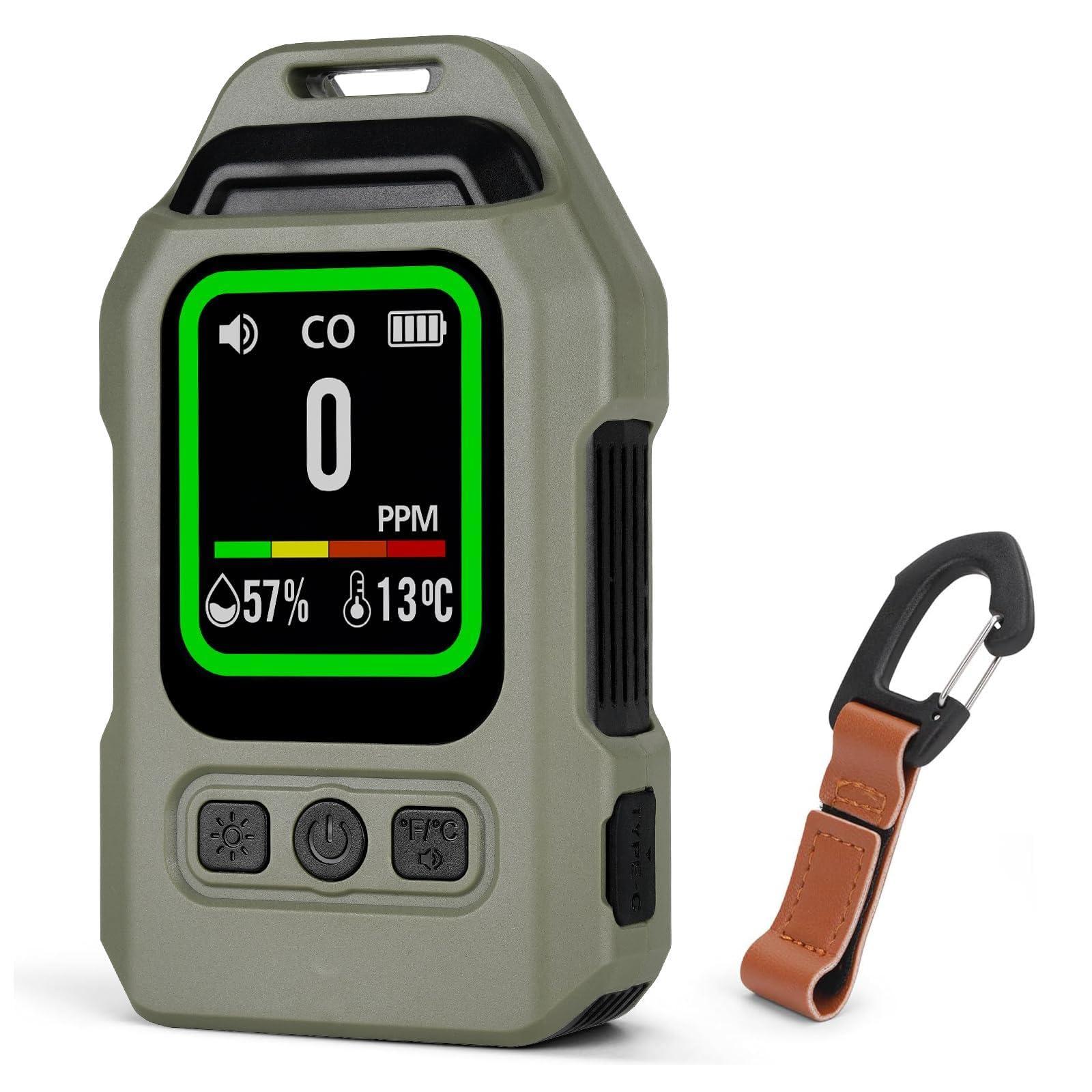 Tekoo CO-Melder 4-in-1 Kohlenmonoxid Melder Tragbar, CO Gaswarner für Camping & Reise CH-2025-063