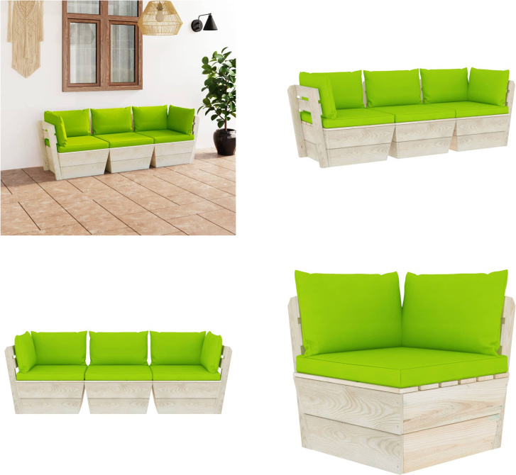 vidaXL Záhradná 3-miestna pohovka z paliet s vankúšmi zo smrekového dreva - Pohovka z paliet - 3-miestna pohovka - 3-miestne pohovky