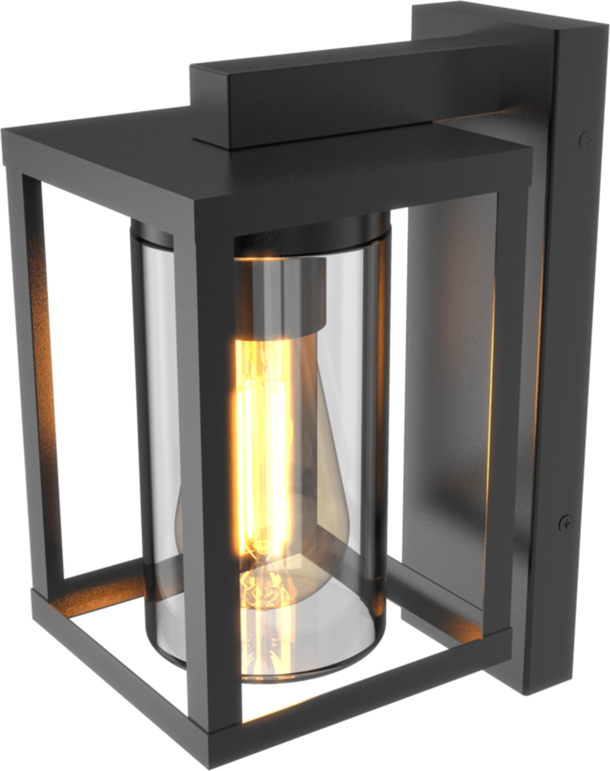 Calex Naples Wandleuchte, für Außen, E27 Fassung, mit Tag/Nacht-Sensor, Inklusiv Leuchtmittel, Aluminium, wasserdicht, Schwarz 4301001500-1