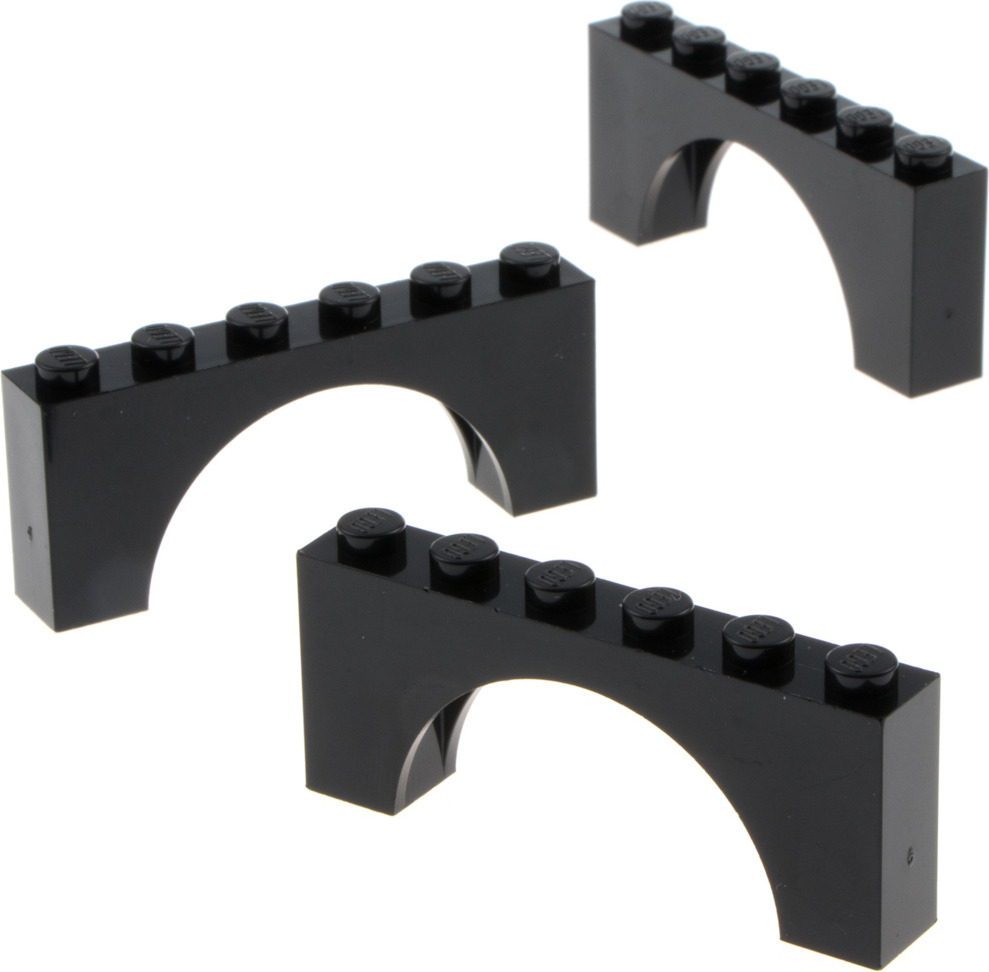 3x Lego Bogenstein 1x6x2 schwarz Bögen rund Bogen Brücke Tor 330726 3307