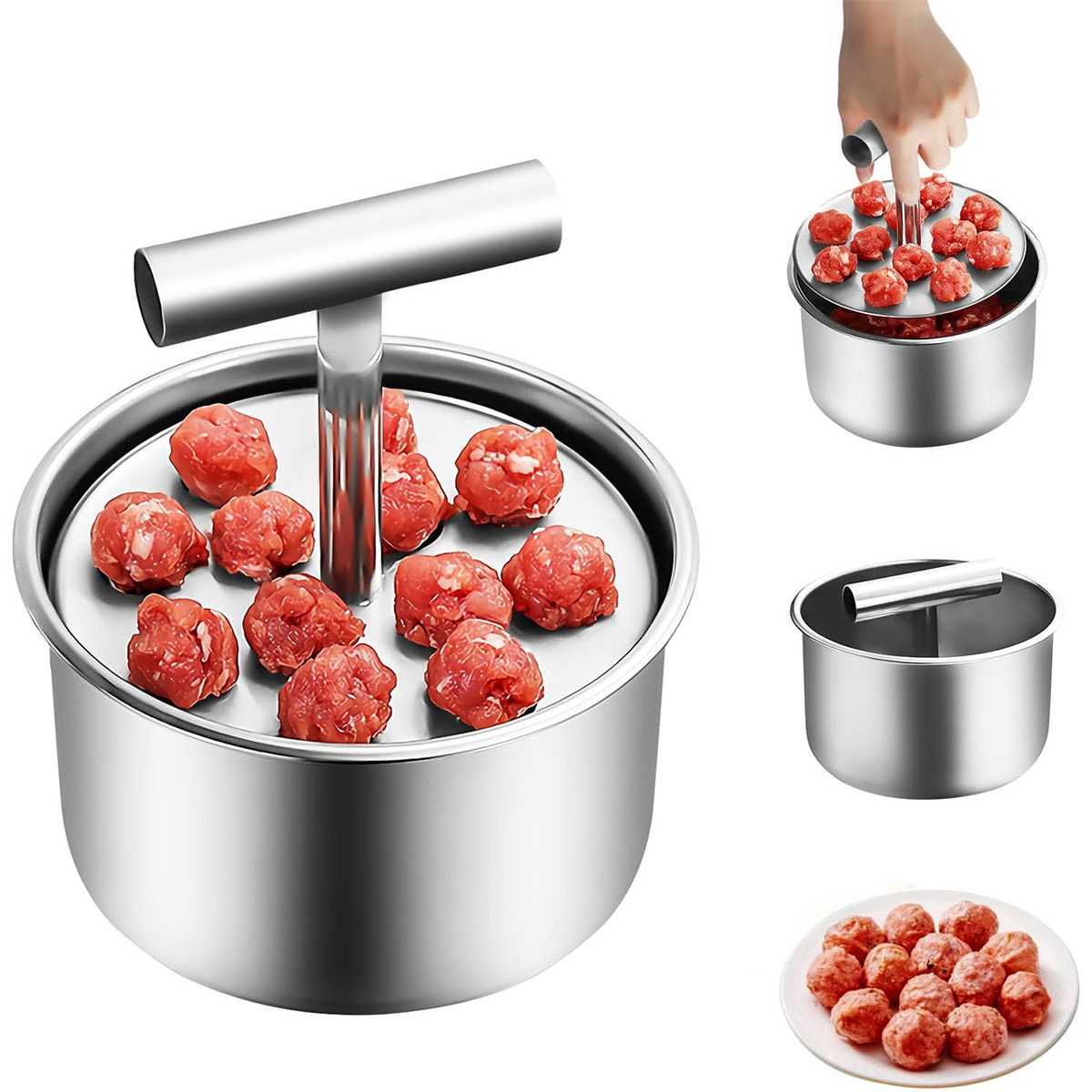Novzep Fleischbällchen Maker,Kitchen Meatball Maker,Edelstahl,12 Fleischbällchen auf einmal,für Küche Esszimmer,14*8.5cm KAUF-ALRI-KF1329-18