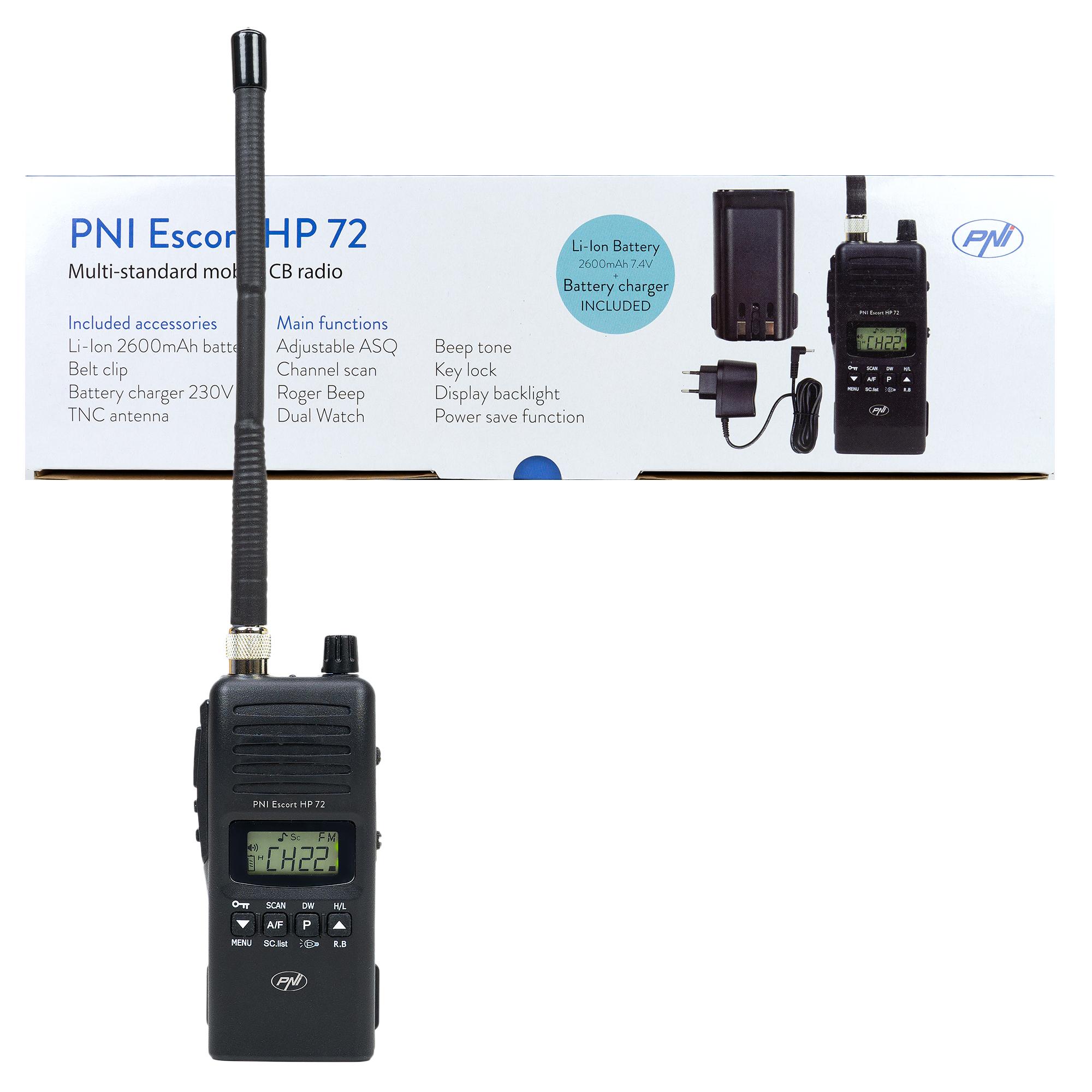 HP 72 PNI Escort Tragbarer CB-Radiosender, Multi-Standard, 4 W PNI-HP72