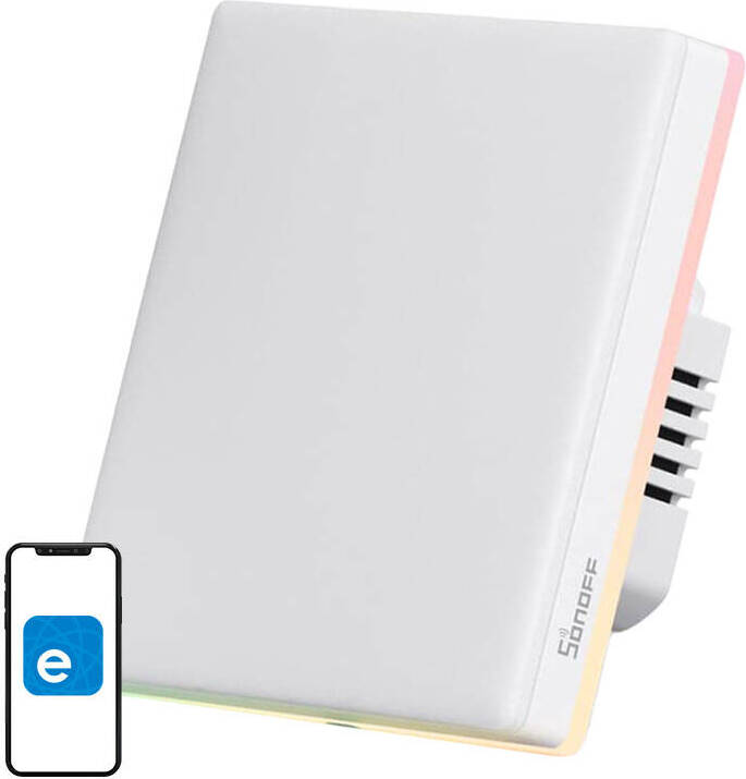 SONOFF T5 1 Gang WiFi Smart Touch Lichtschalter, 2 Wege Wireless Wandlichtschalter, Full Touch Schalter, LED Lichtschalter, Türklingel-Smarte Wandschalter, kompatibel mit Alexa, Google Home, 5A/1200W T5-1C-86