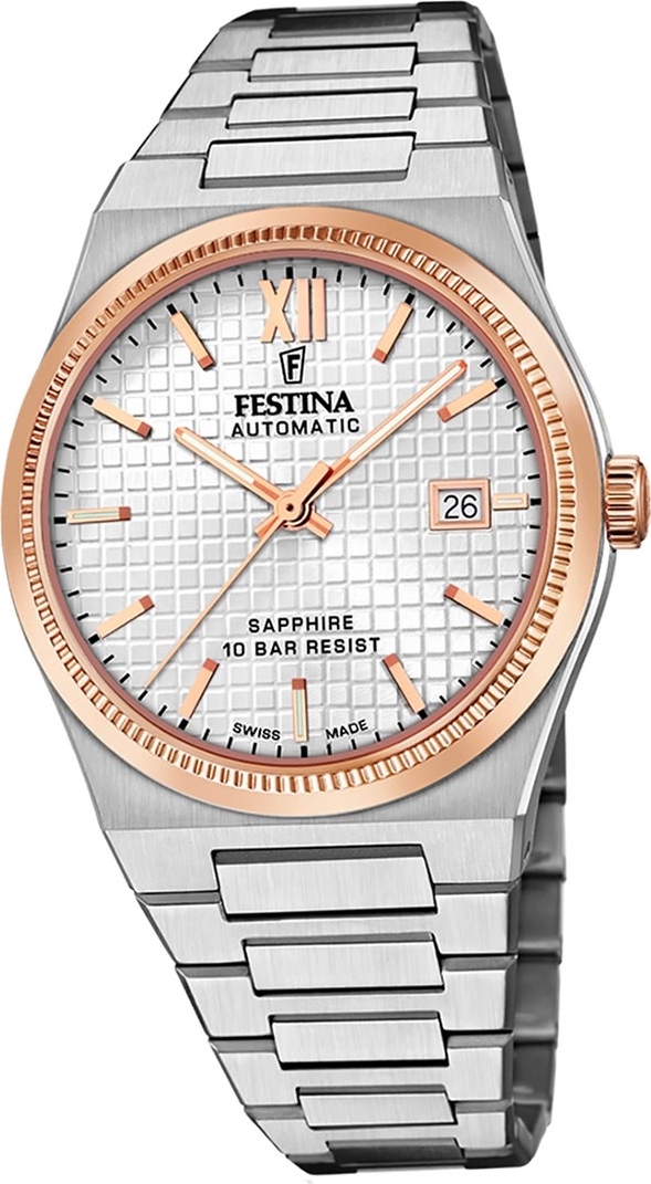 Festina pánske hodinky z ušľachtilej ocele strieborné Festina Swiss made náramkové hodinky D2UF20030/1