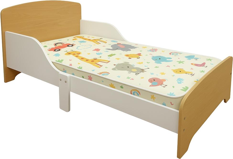 Kinderbett 140x70 cm mit Rausfallschutz und Lattenrost – Weiß & Holz GINGER HOME TF11170