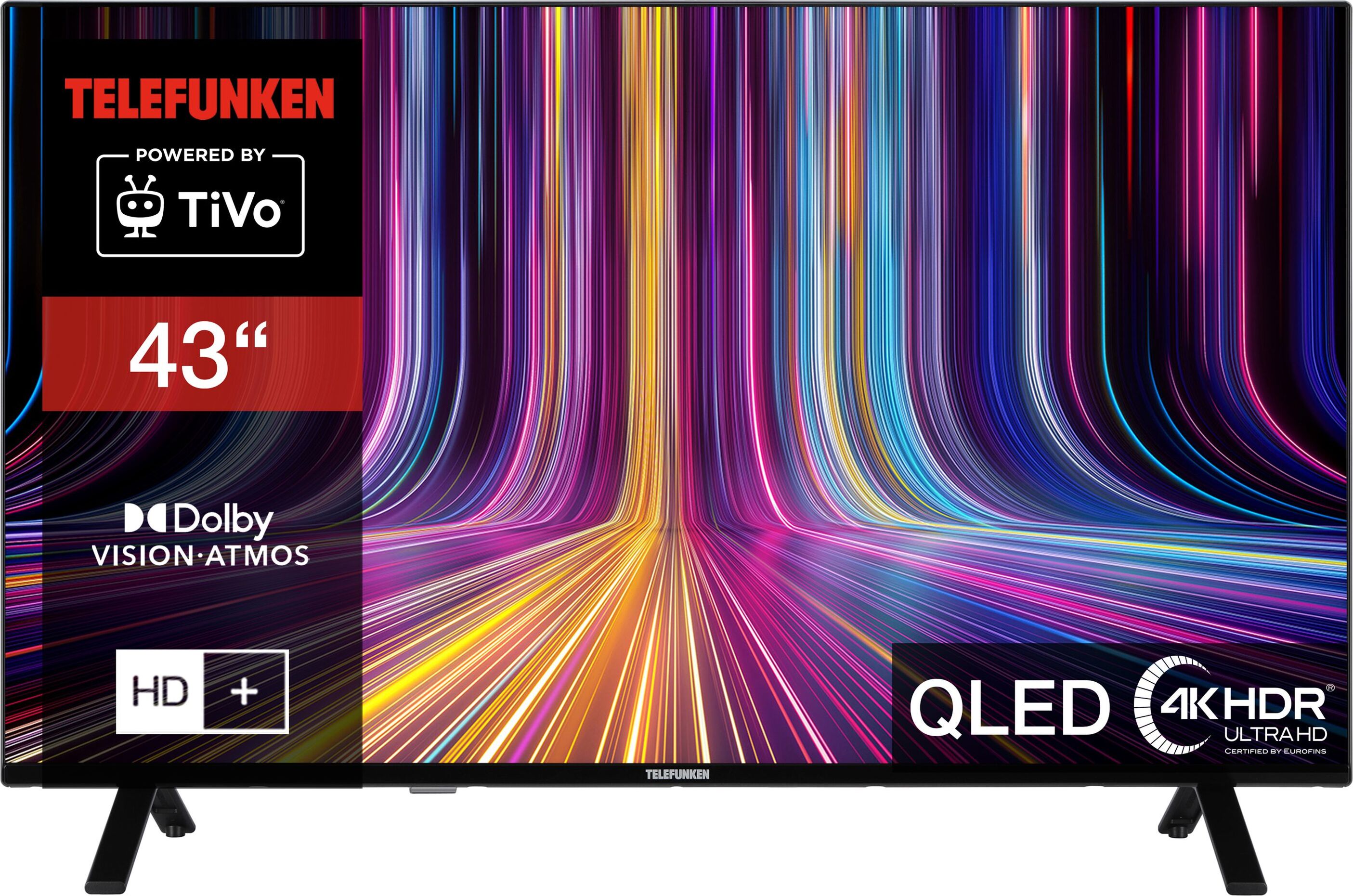 Telefunken 43 Zoll QLED Fernseher Smart TV (4K UHD, HDR Dolby Vision, Dolby Atmos, 6 Monate HD+ inkl.) QU43TO750S