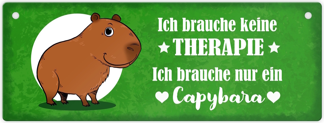 speecheese Keine Therapie – ich brauche nur ein Capybara Metallschild L in 10,5x28cm