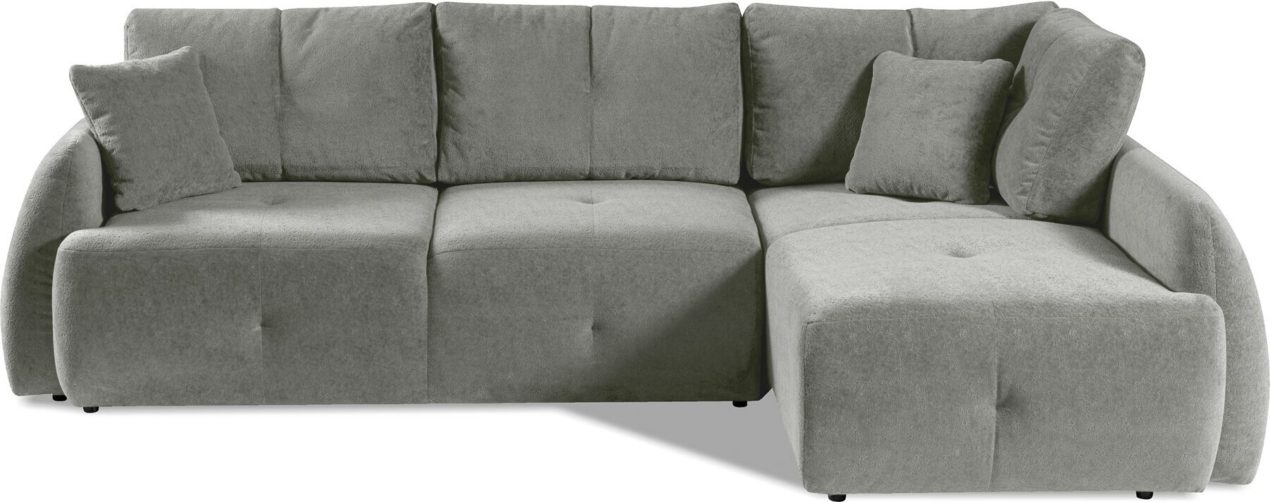 BETTSO Komfortables Ecksofa mit Schlaffunktion und Bettzeugablage PATAYA Hellgrau