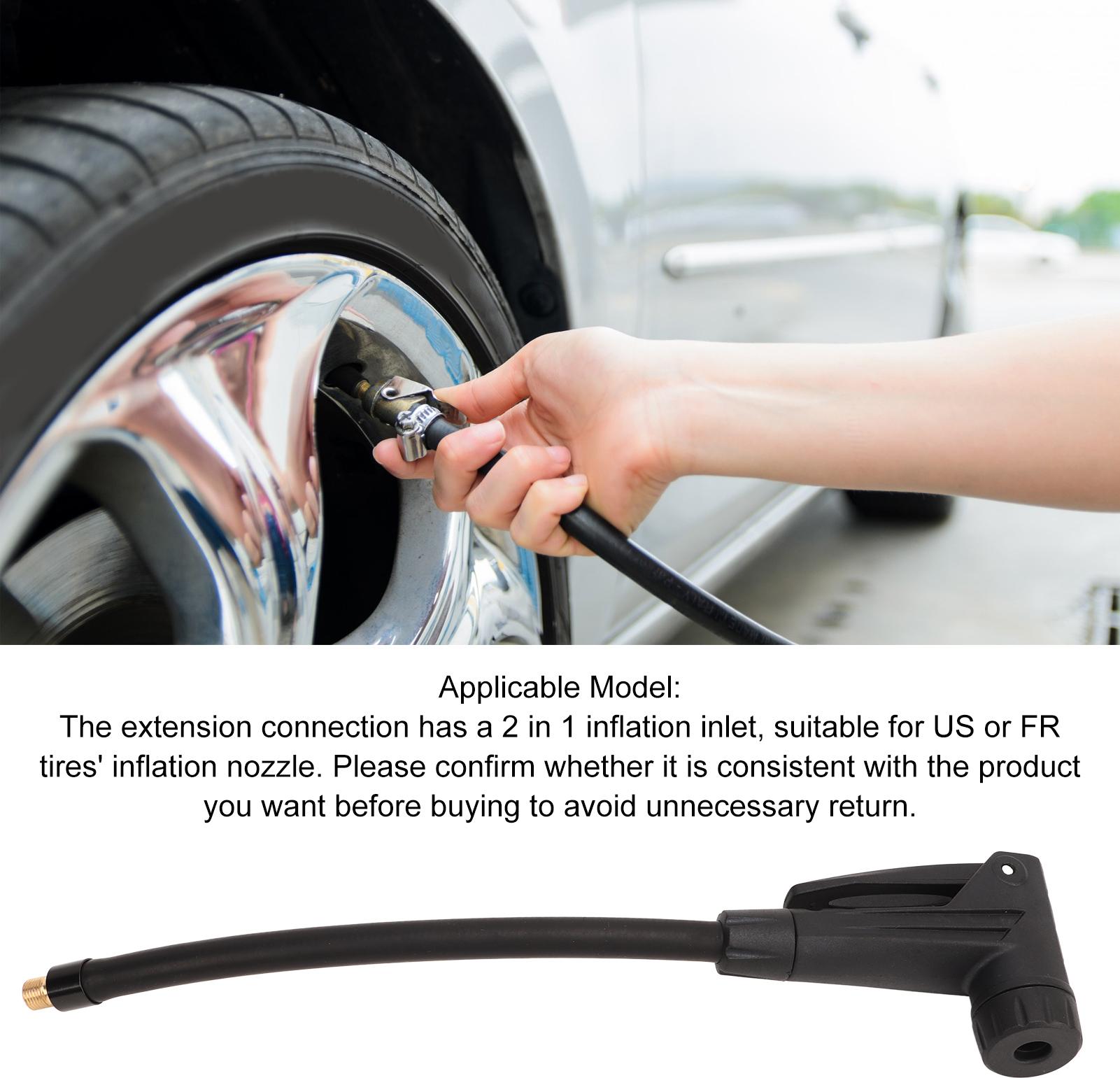 Gistuch Auto-Luftpumpen-Verlängerungsrohr, 20 cm, 2-in-1-Reifenluftpumpen-Schlauchadapter für US- oder FR-Reifen