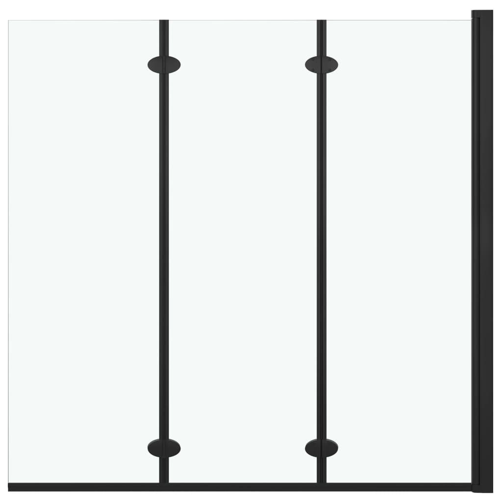 vidaXL Skladací sprchový kút 3 panely ESG 130x138 cm čierny