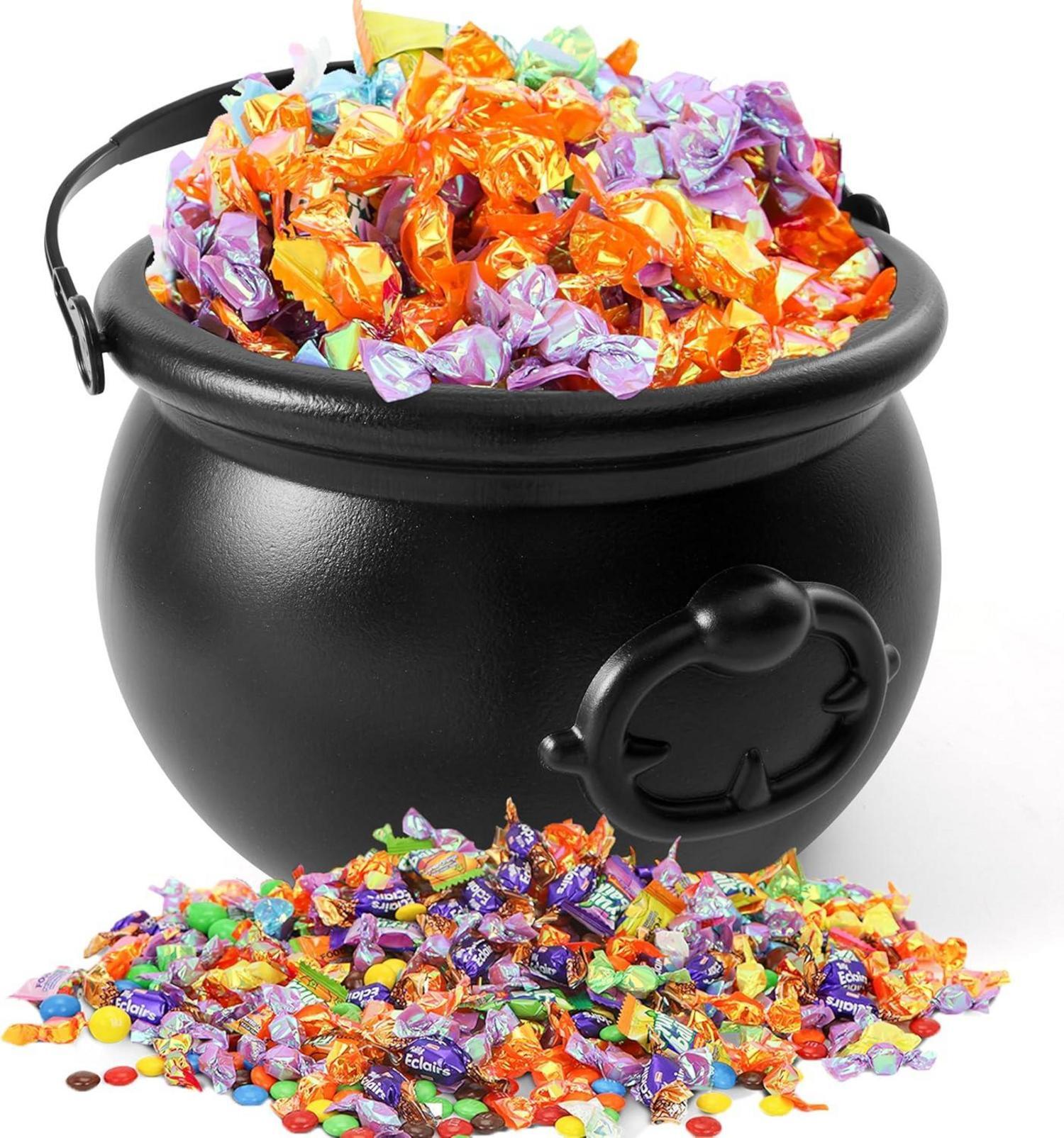 DIYDEC Großer Halloween-Kessel (32 Cm) – 10-in-1 Set Aus Kunststoff, Schwarz, Für Süßigkeiten, Bowle & Party-Deko