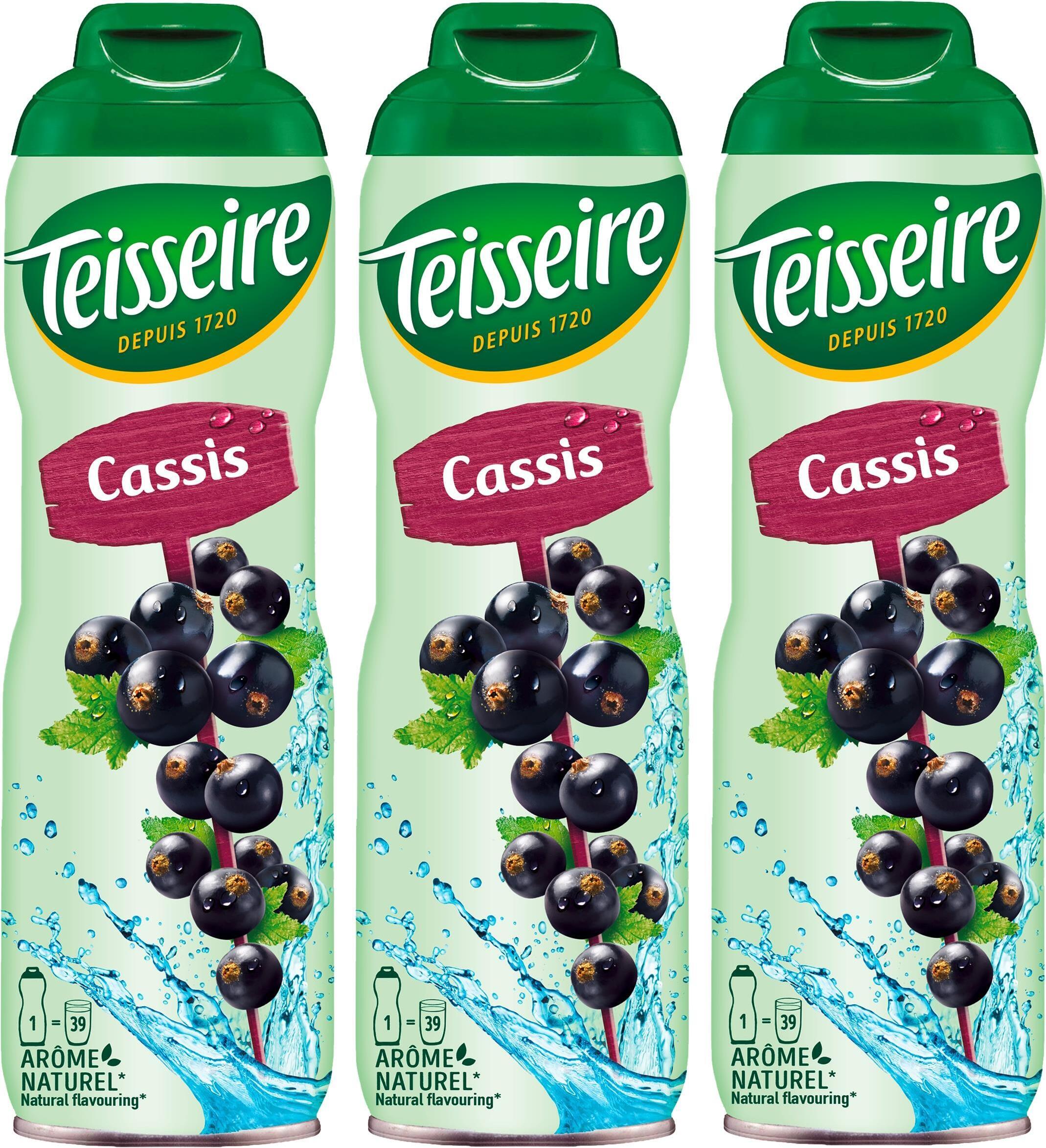 Teisseire Getränke-Sirup Cassis 600ml - Intensiver Geschmack (3er Pack)