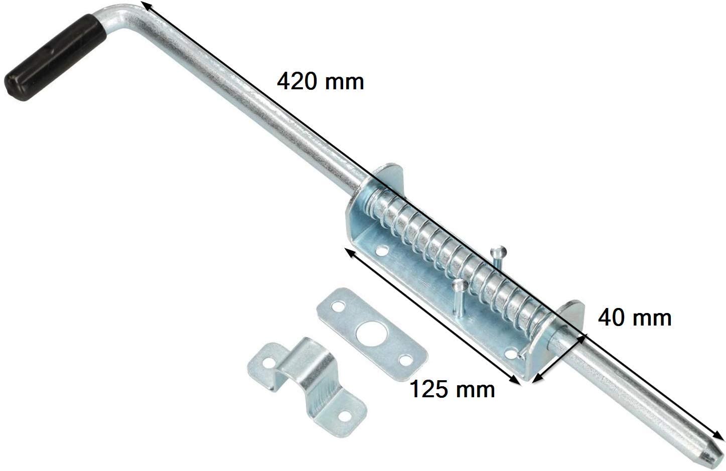 KOTARBAU® Chiavistello Per Porta - Acciaio Zincato - 42 Cm - Argento - Catenaccio Robusto Per Cancelli - Sicurezza Garage - Catenaccio - Chiavistello Cancello