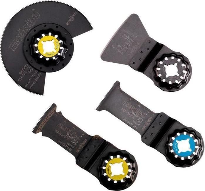 Multitool Zubehör Set METABO MT18, 4-teilig, Holz und Metall, Starlock Aufnahme, HCS und Bimetall Sägeblätter MET4007430280862