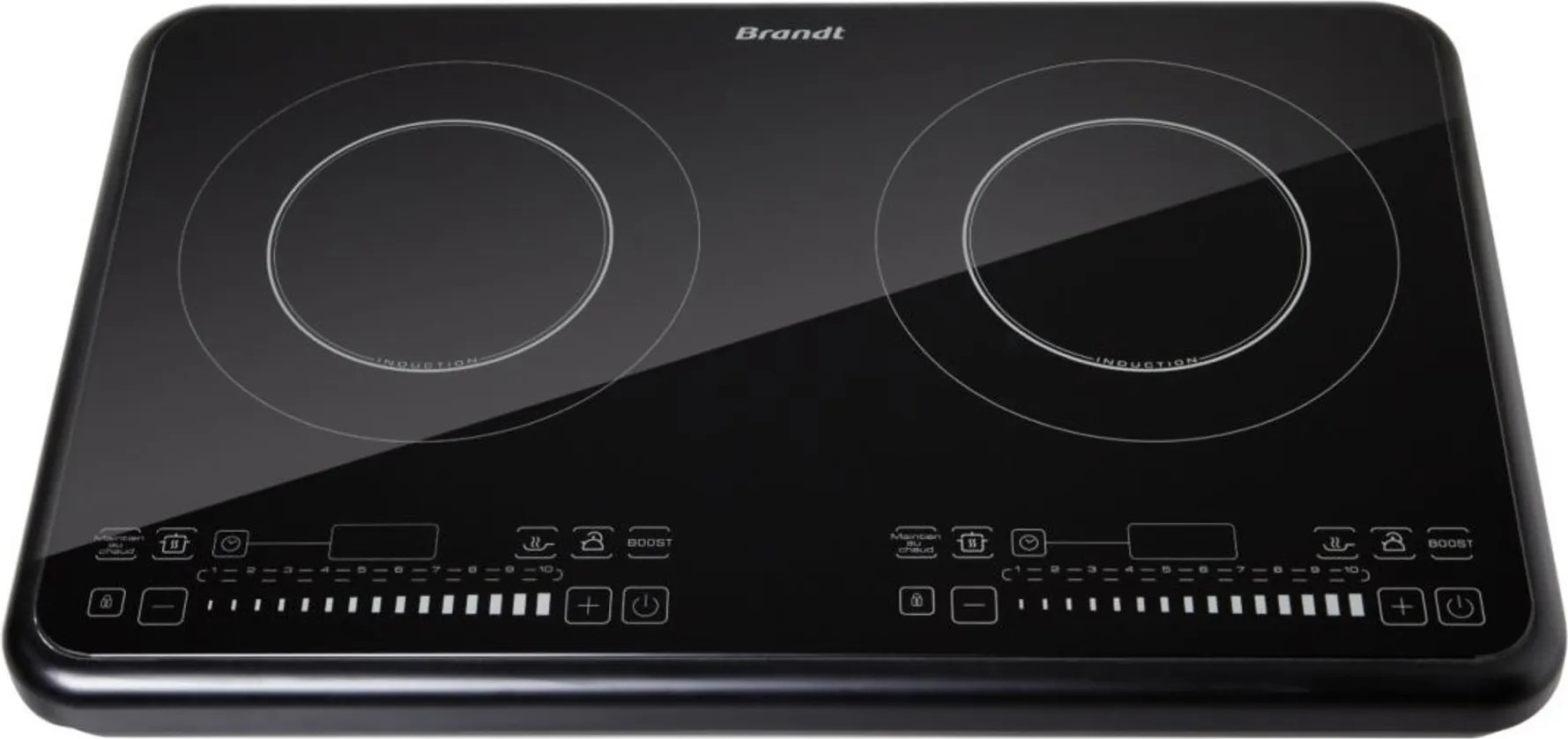 Brandt TI2FSOFT, Čierna, Na pracovnú dosku, Indukčná varná doska so zónami, 2 zone(s), 2 zone(s), Slabý var