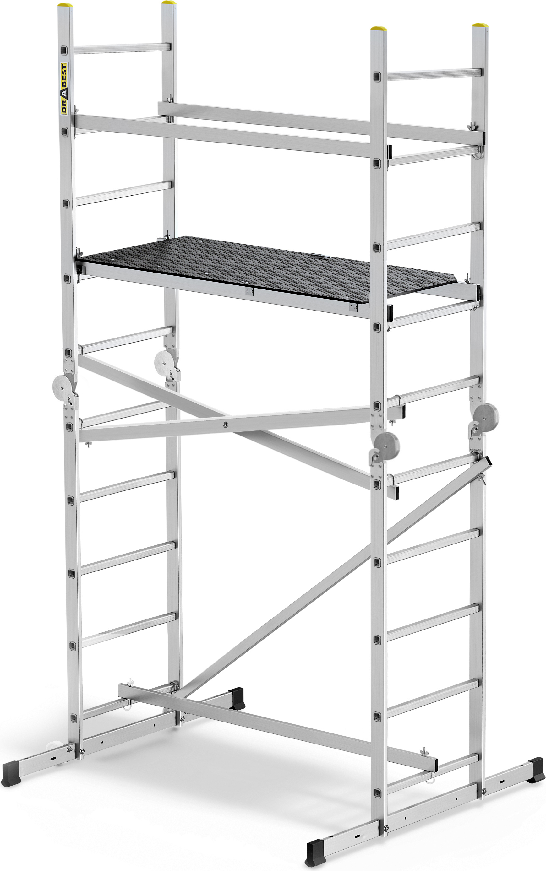 Drabest | Aluminiumgerüst - gerüst - Leitergerüst - leiter gerüst - bis zu 150kg - alu gerüst - arbeitsplattform - plattform alu gerüst AL-RU-IKAR-PRO-2K