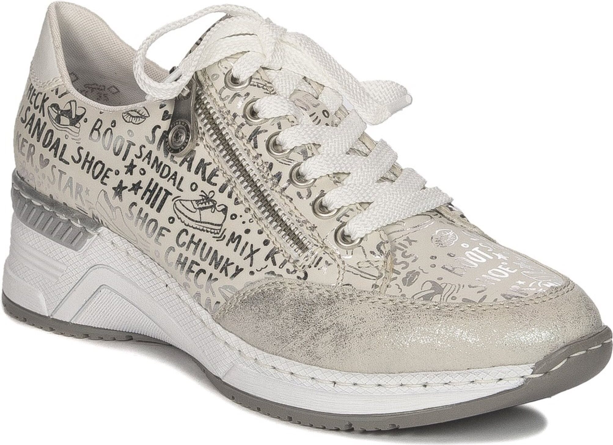 Rieker Scarpe Stringate Mezza Scarpe Sneakers Nere In Pelle TEX 05001