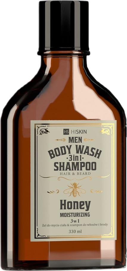 HiSkin Herren Whisky Duschgel & Shampoo für Haar und Bart 3-in-1 Honig, 330 ml