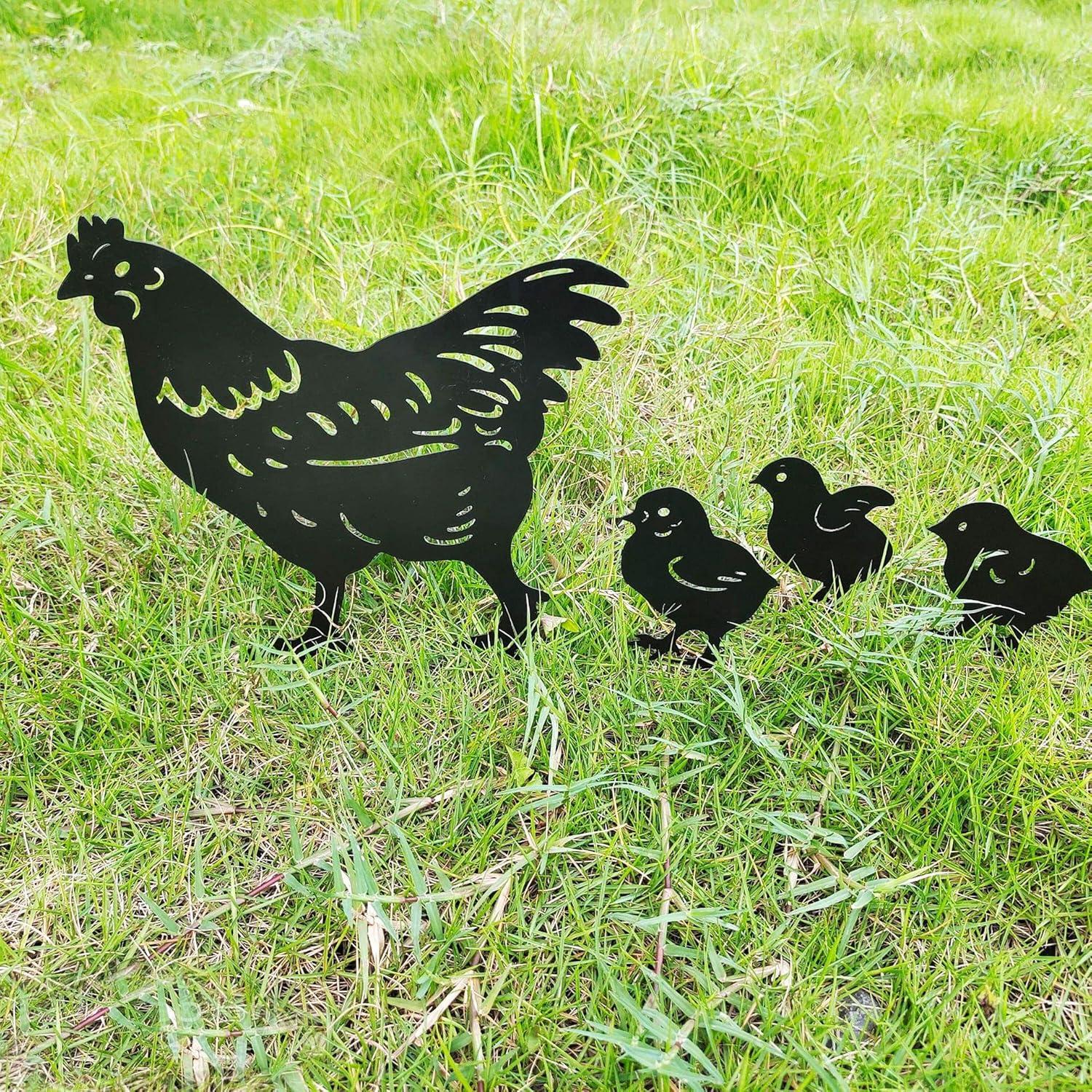Markenlos Deco Gartenkunst - Hühner Gartenkunst - Europäischer Retro-Stil - Metall - Dekoration