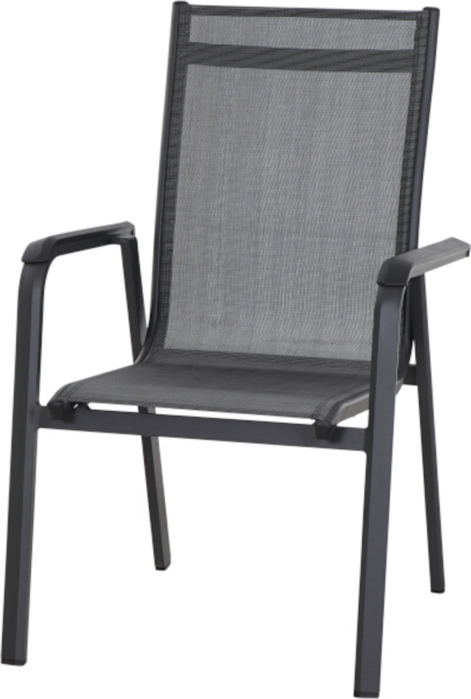 Gartenstuhl >Tesoro< in matt anthrazit, silber-schwarz - 68x98x62,5 (BxHxT)