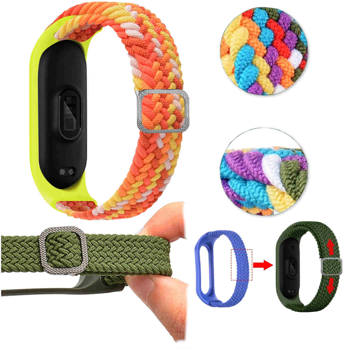 Pre Xiaomi Mi Band 5 / 6 / 7 hodinky Nylonový silikónový náramok Náhradný športový náramok Vzor 20
