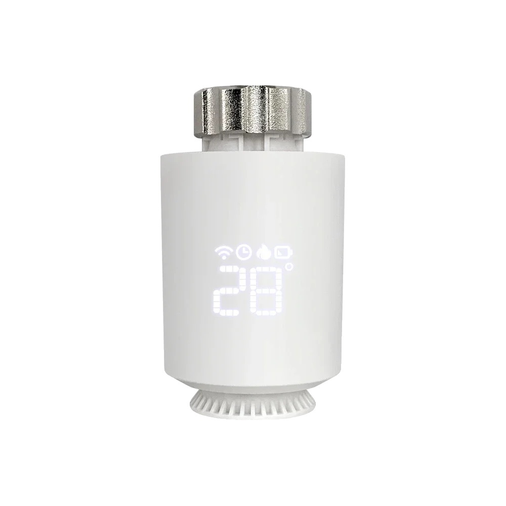 Termostat s radiátorovým pohonom, pripojenie ZigBee, podpora hlasového ovládania, svetlosivý