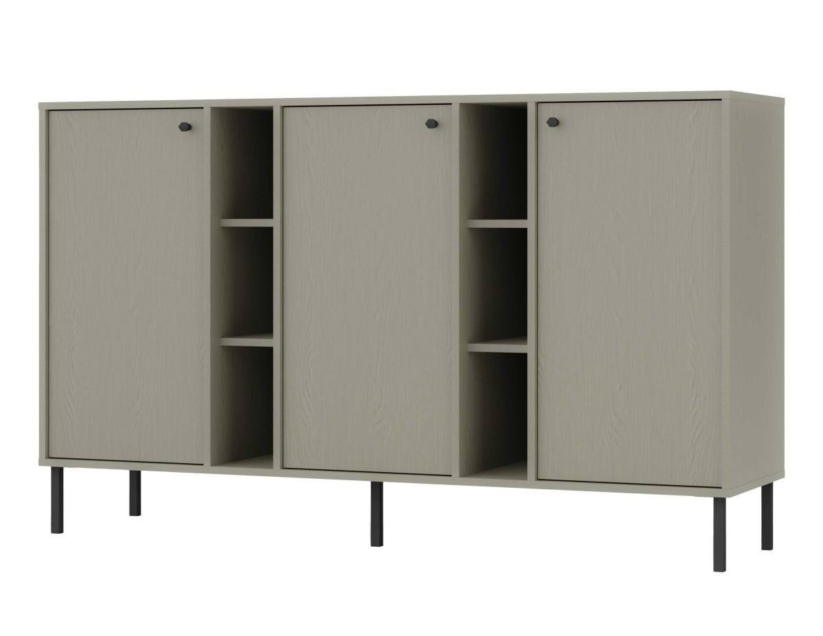 VENETI Breite Kommode IROS 2 - Eukalyptus/Schwarz 041-10-00130