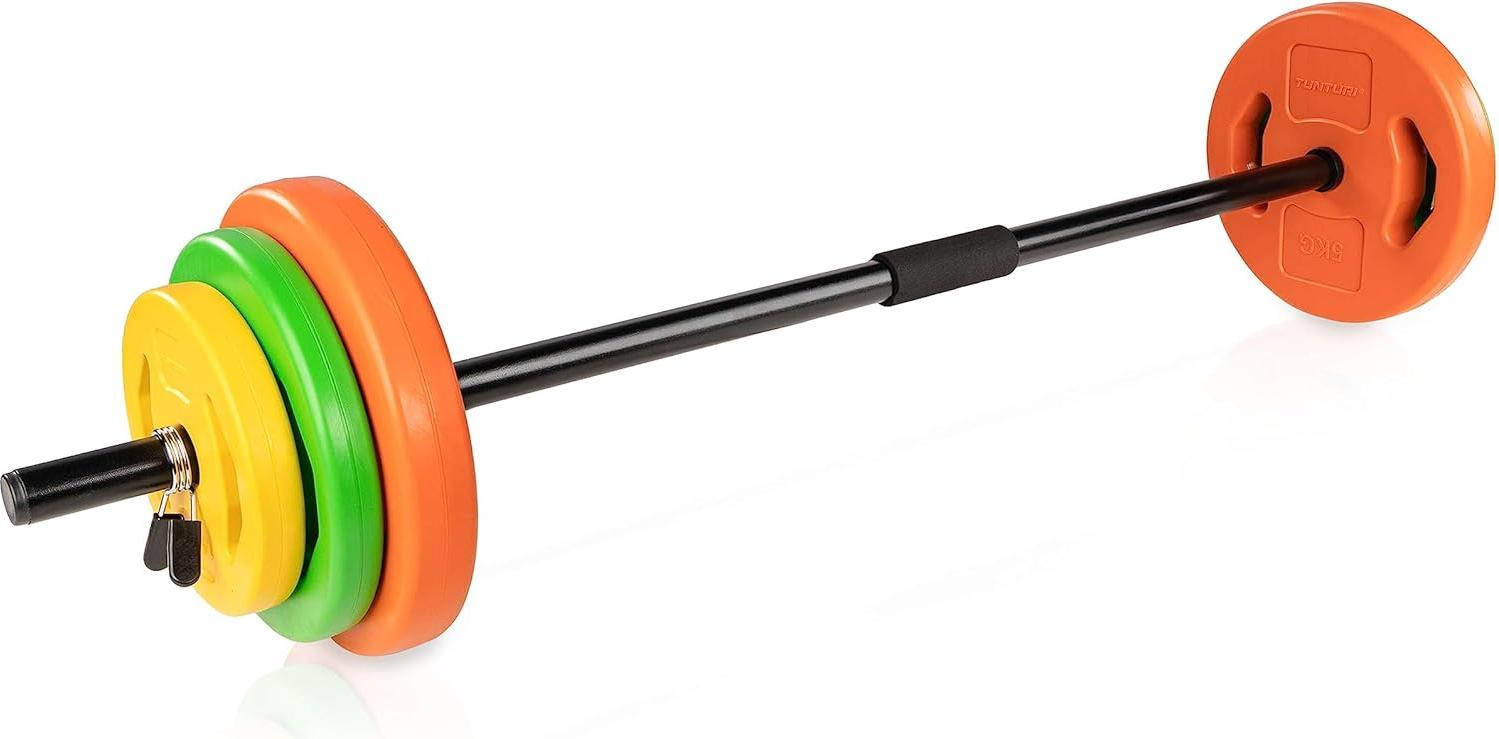 Markenlos Aerobics Hantelset 20 kg - lange Hantel - Hantelscheiben und Federverschlüsse - Krafttraining