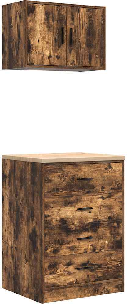 vidaXL Garážové skrine 2 ks Materiál na báze dreva údený dub