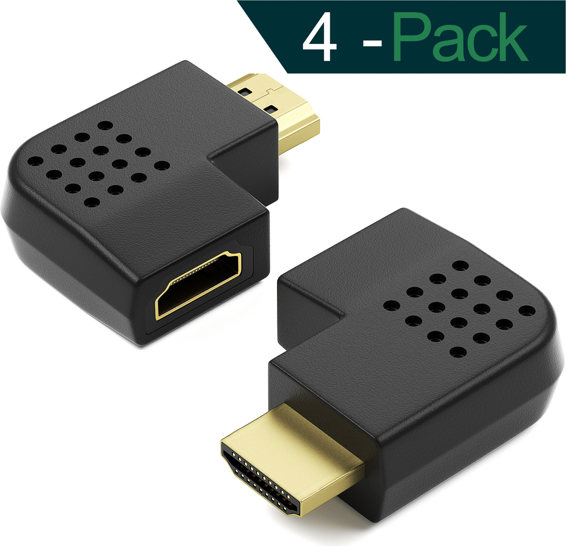 JAMEGA GmbH HDMI Winkel Adapter Rechts & Links 90 Grad 4K UHD 2160p Winkelstecker 4er Set HDMI-A-001/2-4