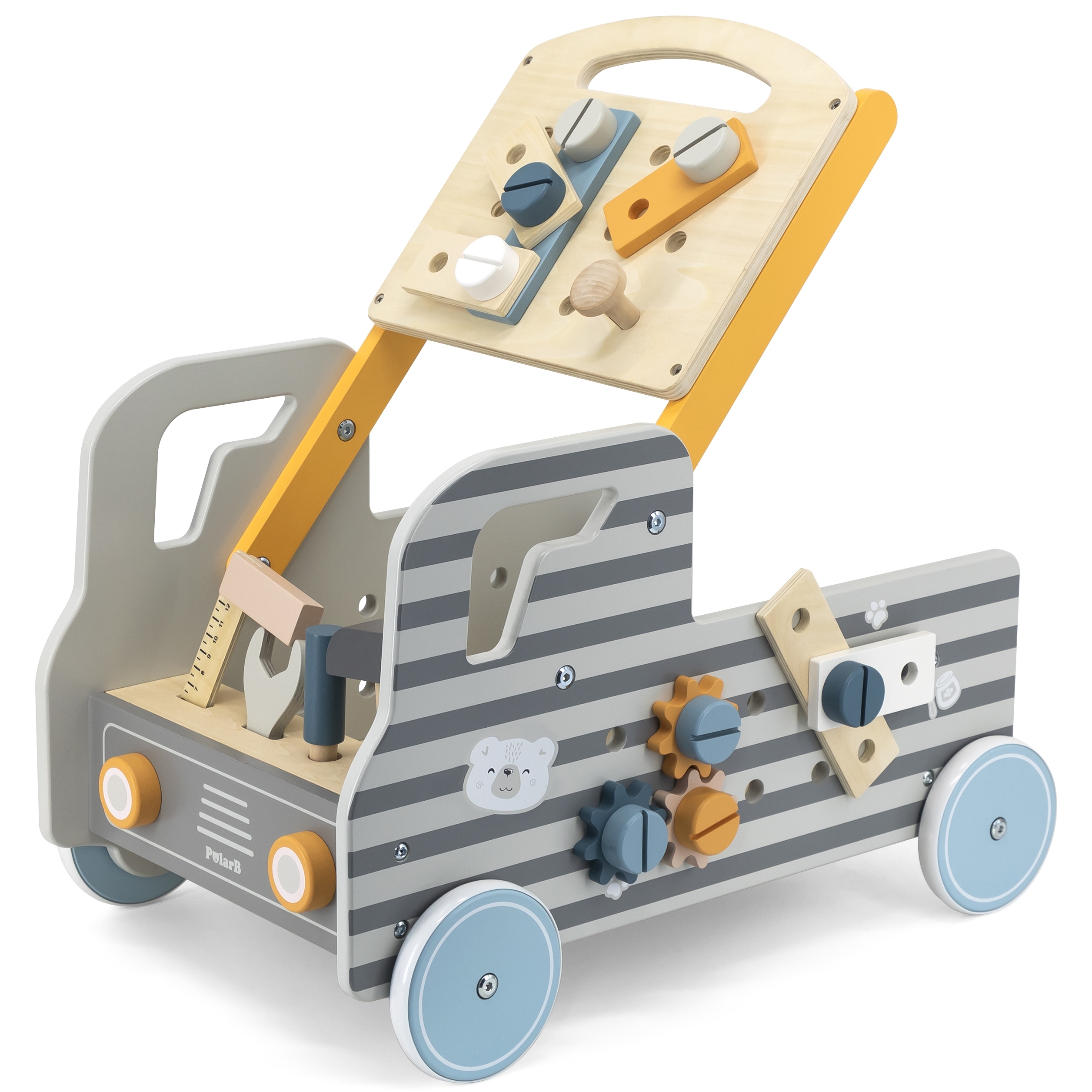 vigatoys VIGA PolarB Holzauto mit Werkzeug DIY-Werkstattwagen