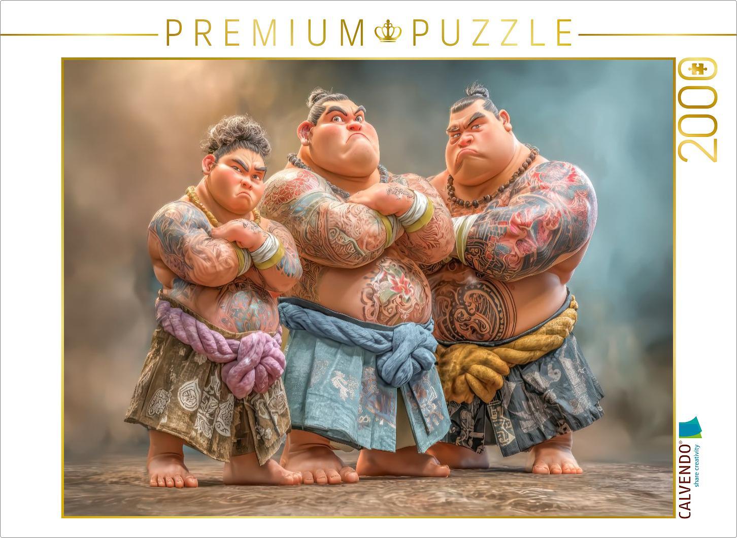 CALVENDO Puzzle Sumoringer Karikaturen | 2000 Teile Lege-Größe 90x67cm Foto-Puzzle für glückliche Stunden