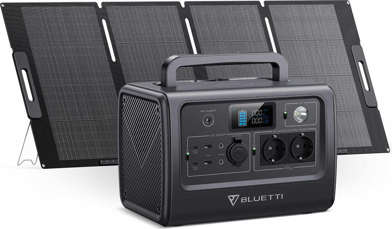 BLUETTI Prenosná elektráreň AC70 s 200W solárnym panelom, 768Wh LiFePO4 solárny generátor s 2 1000W AC výstupmi, na cestovanie, kempovanie