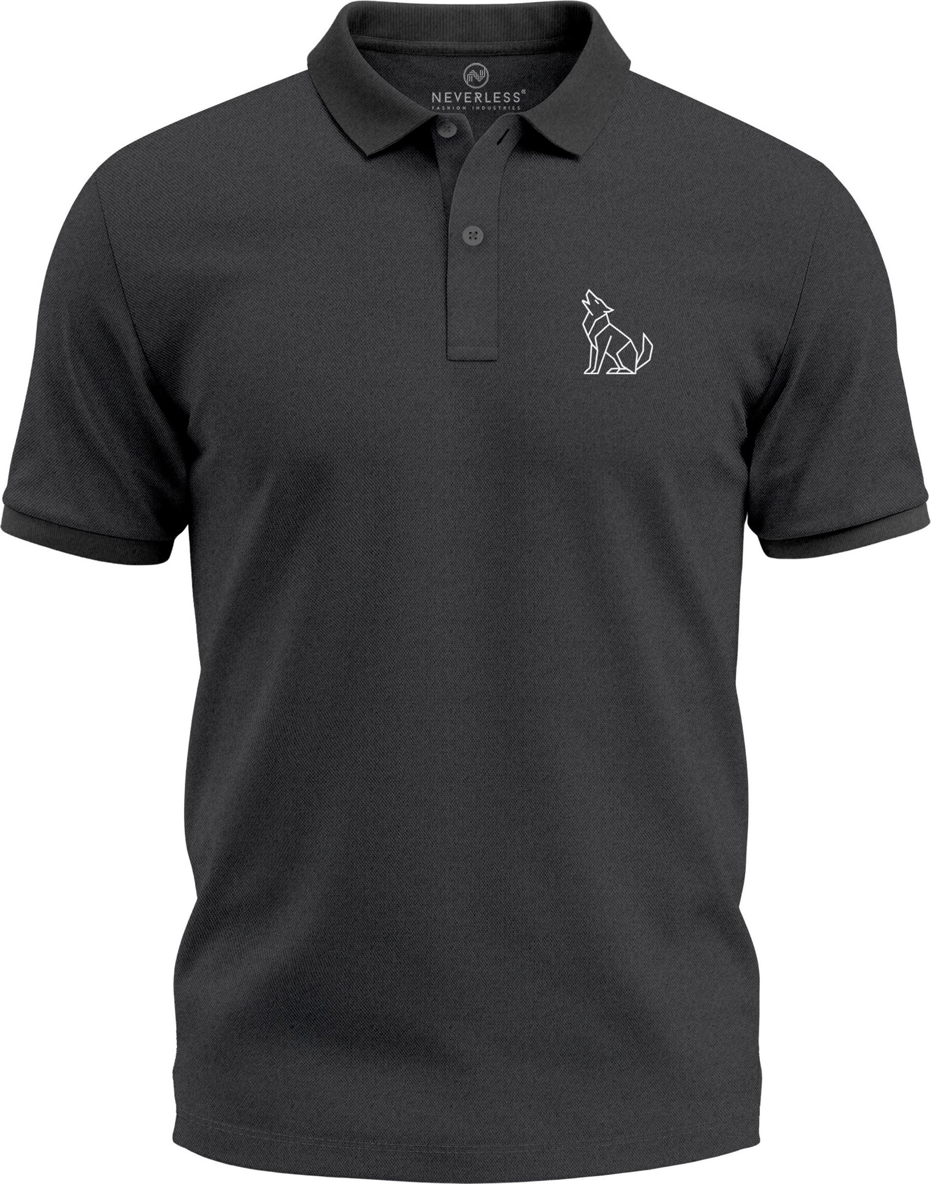Poloshirt Herren Tierlogo im Polygon-Stil Wolf– Kurzarm Polo Sommer Outdoor Fashion Modern Fit Neverless® 278335