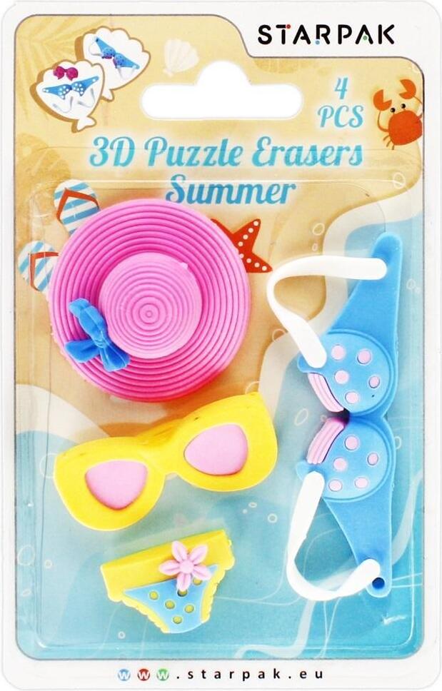 STARPAK 3D-Puzzle Radiergummi 4 Stück Sommer