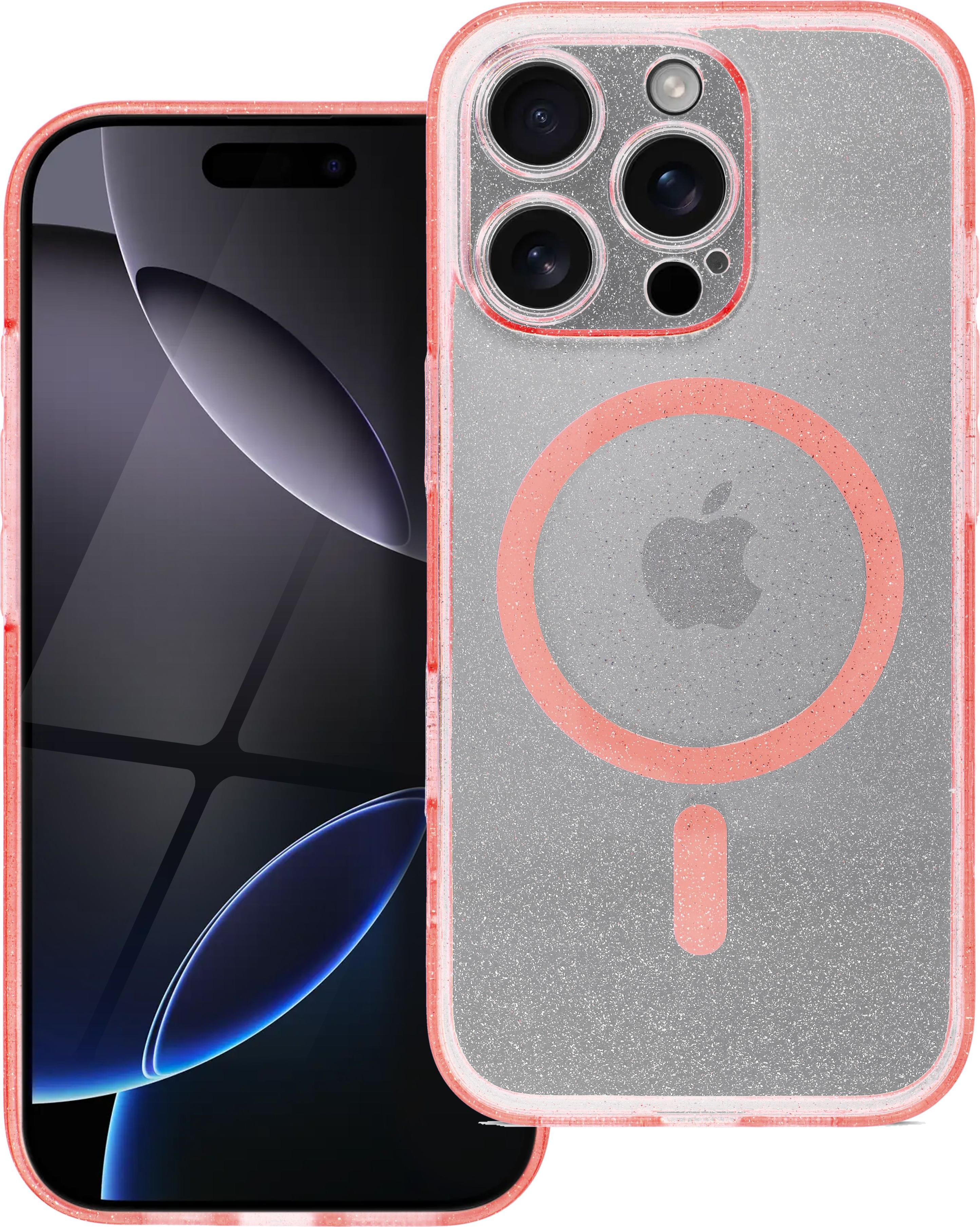 CLEAR MAG COVER kryt na mobilný telefón kompatibilný s MagSafe vhodný pre SAMSUNG S25 Plus ružový trblietavý