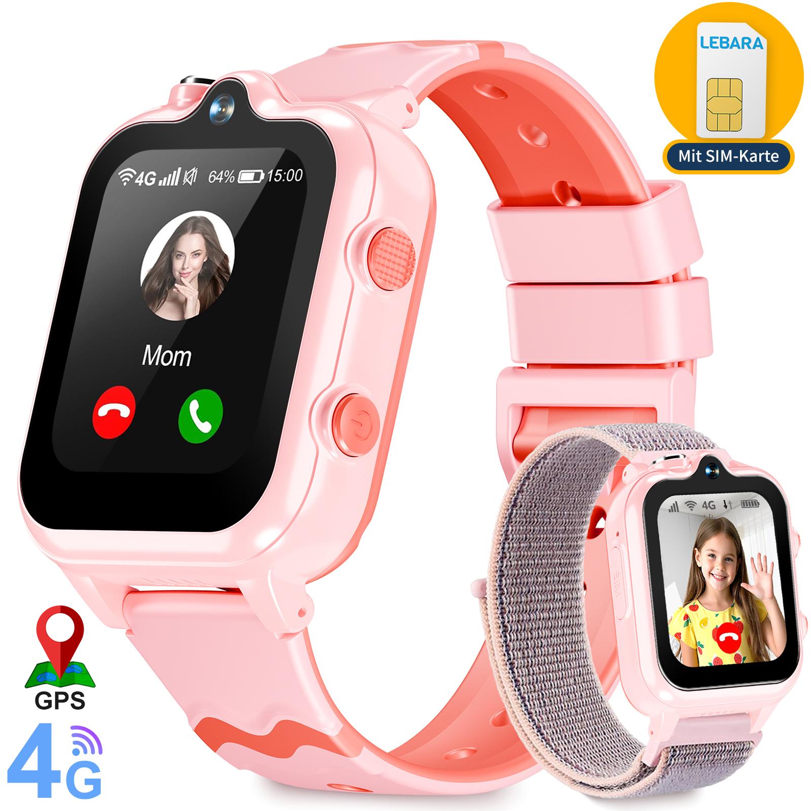 Ralio Smartwatch Kinder, mit GPS und Telefonfunktionen 4G WiFi Kinder Smartwatch, 2 Kameras, Abdichtung, SOS-Schulmodell KinderUhr