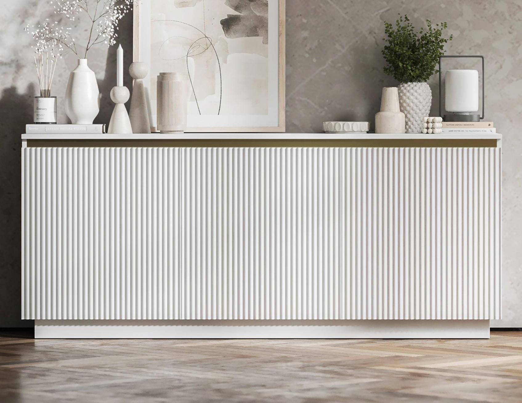 Meble Lindner Kommode TV SELENE von Lindner Möbel – 166,8 x 35 x 71,4 cm - Farbe: Weiß matt - Italienische Tiefmattfolie