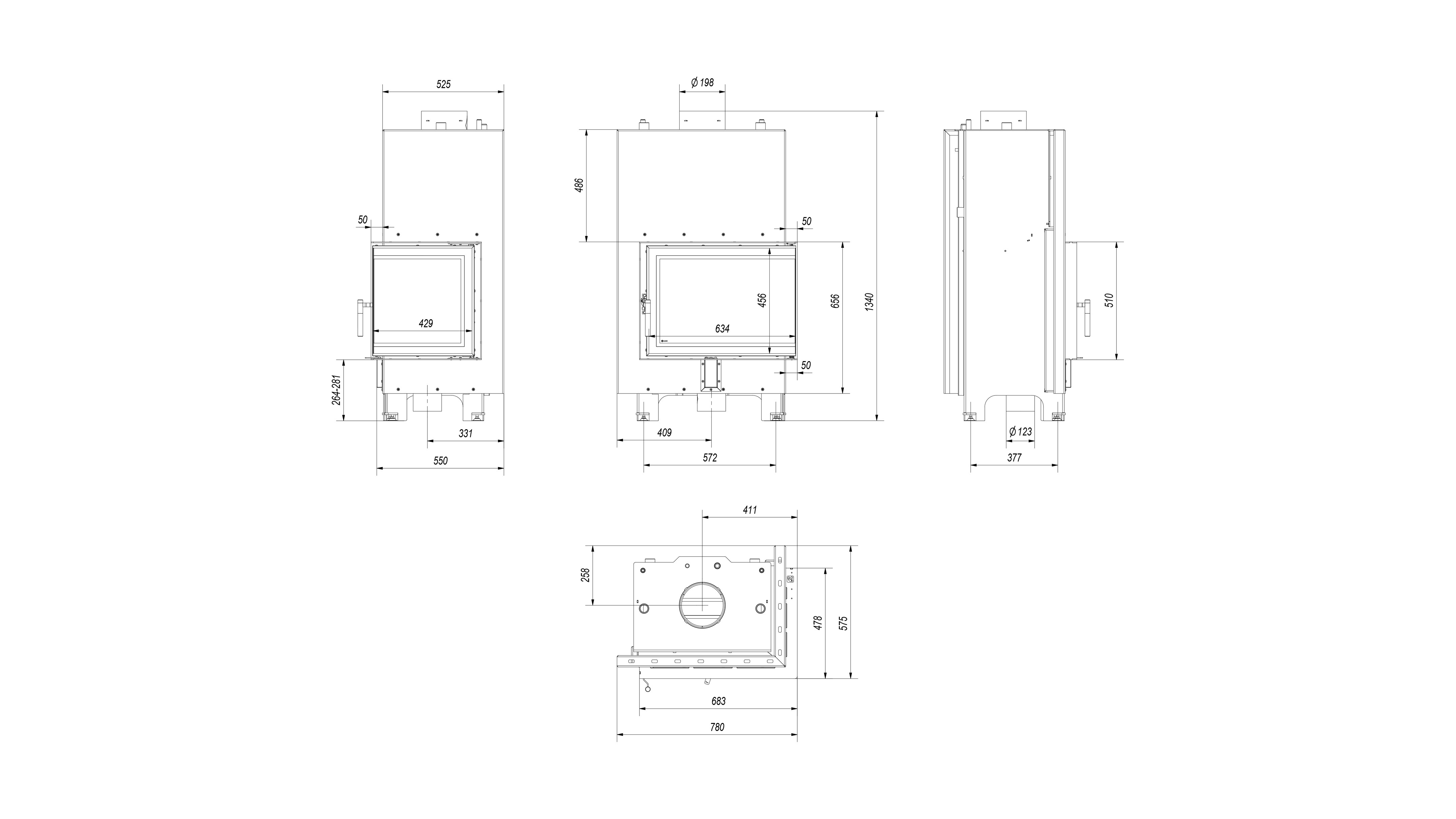 Krb kotla KRATKI MBZ 13 Ø 200 Vpravo so zatváraním dverí