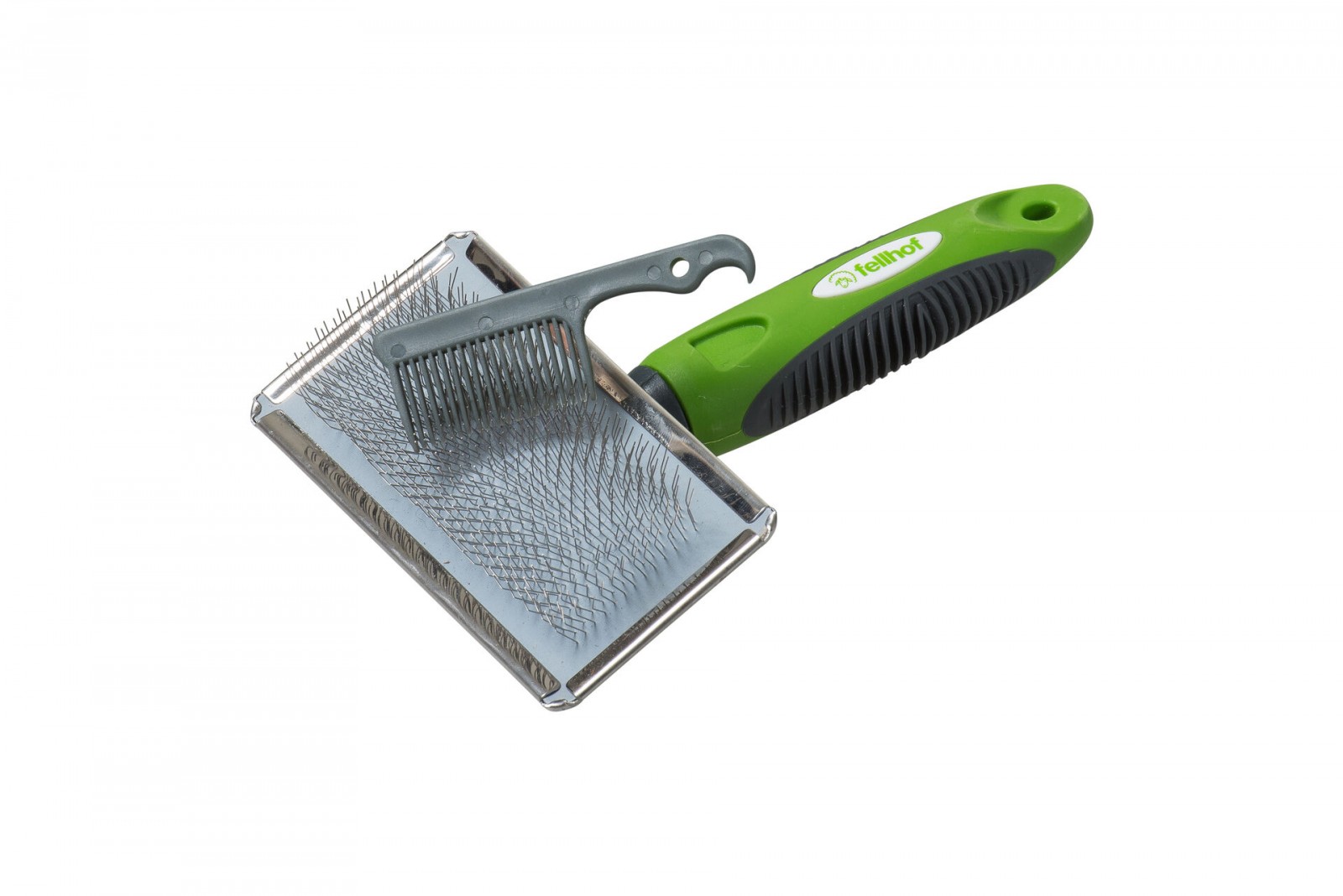 Fellhof Fellbürste Lammfell-Bürste mit Reinigungskamm ergonomischer Griff