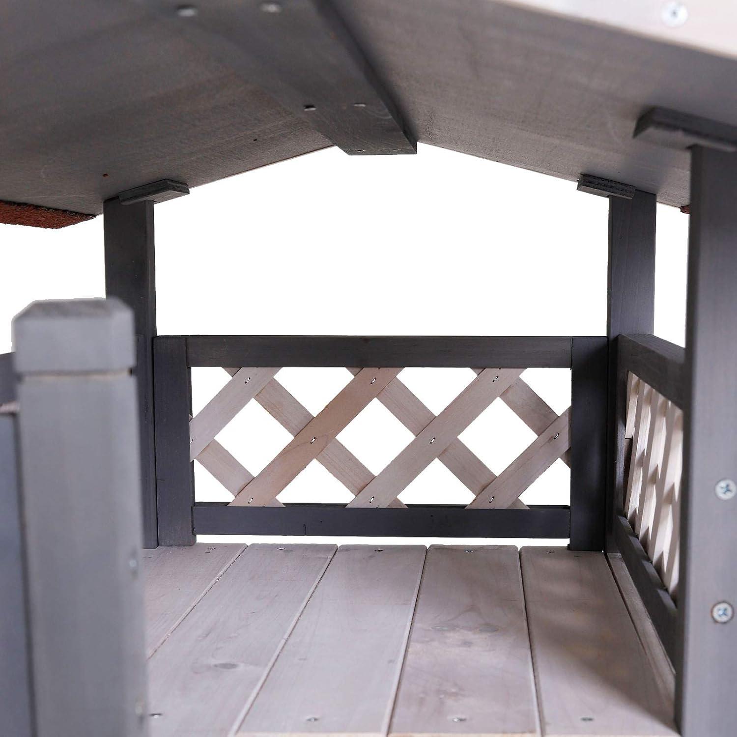 Katzenhaus - Graue Katzenvilla für die Katzenbank