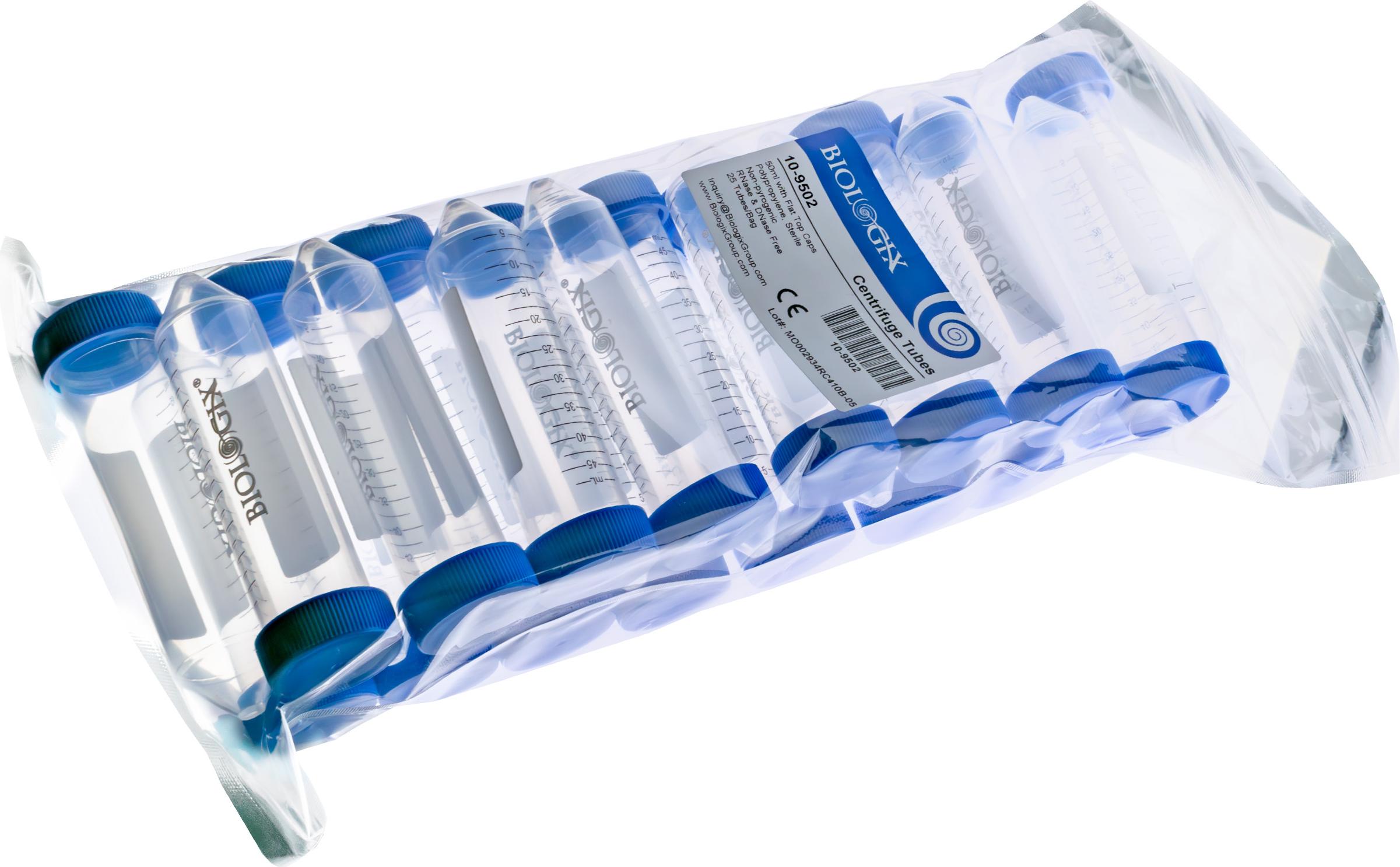 25 Stück Zentrifugenröhrchen, Skala, steril, Typ Falcon, 50 ml Beutel, BIOLOGIX