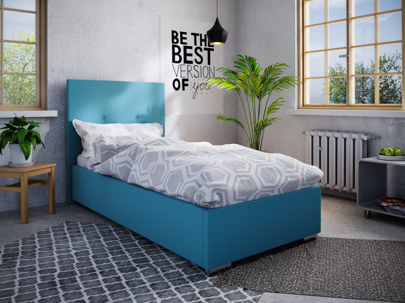 Einzelbett 80x200 FLEK 2 - blau