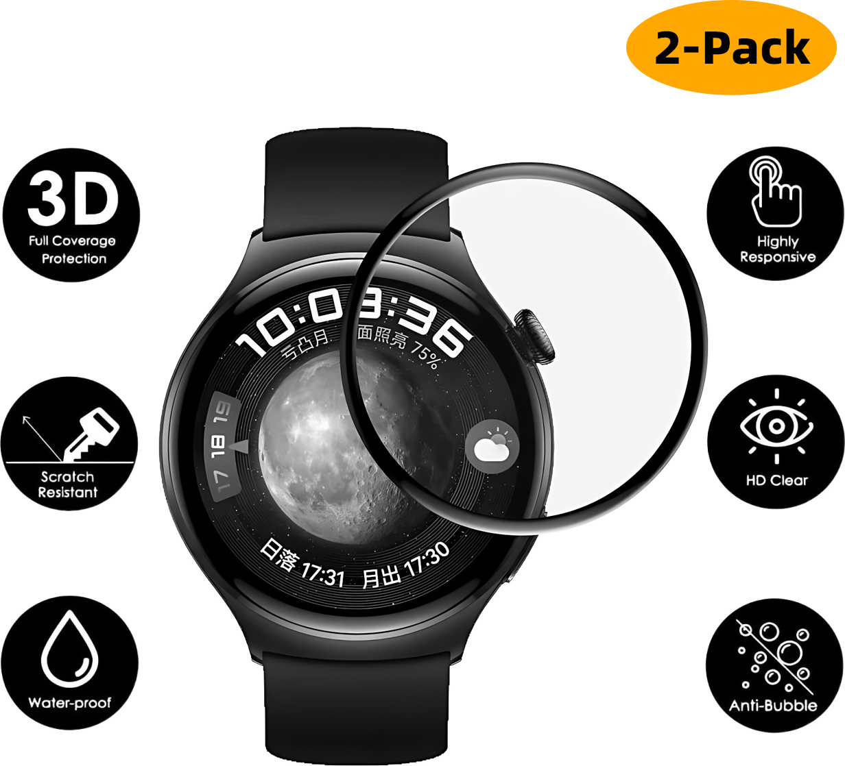 mitcomm 2er-Pack Schutzfolie Für Huawei Watch GT4 41mm Displayschutz Film Panzerfolie Fuer-Huawei-Watch-Schutzfolie-Film